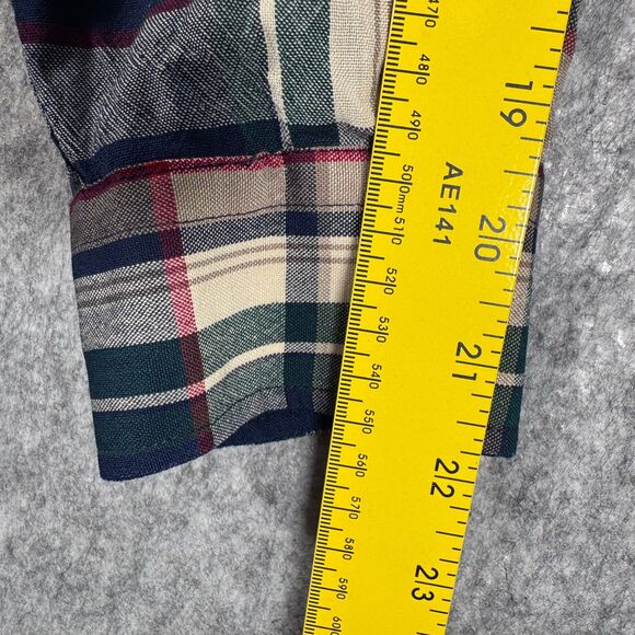 Sir Pendleton Shirt Mens XL Blue Plaid Flawed Sleeves Shrunk And Has 2 Holes - Picture 5 of 10